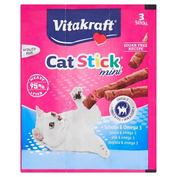 Vitakraft Cat Stick mini mäsové tyčinky s príchuťou platesy 18 g