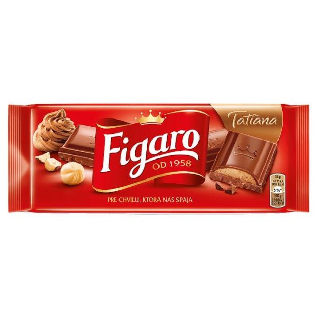 Figaro Tatiana mliečna čokoláda s lieskovoorieškovou náplňou 90 g