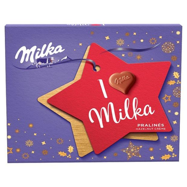 Milka I Love Milka bonboniéra, lieskovooriešková náplň 110 g