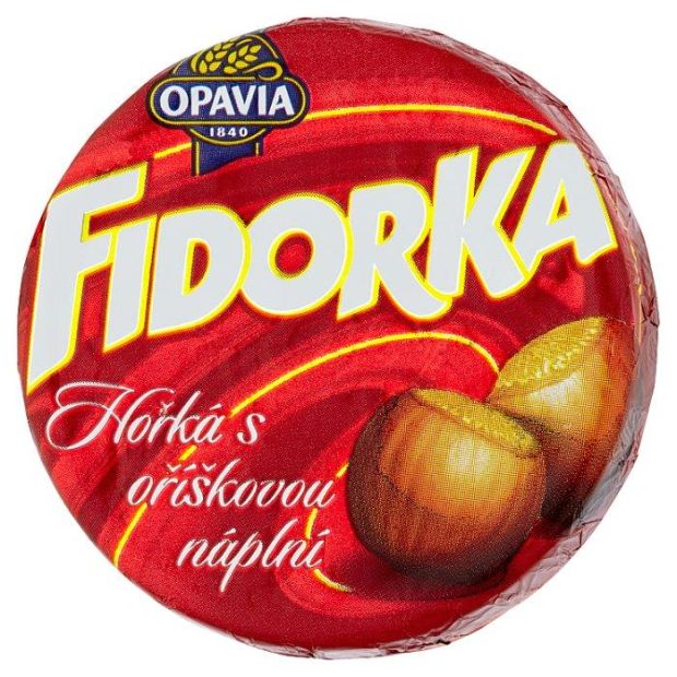 Opavia Fidorka Horká s orieškovou náplňou, oplátka, červená 30 g