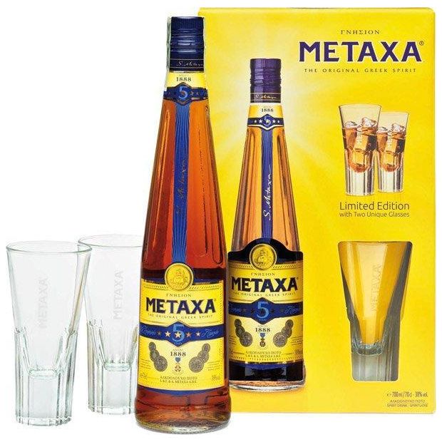 Metaxa 5* Star 38% 0,7L kartón + 2 poháre