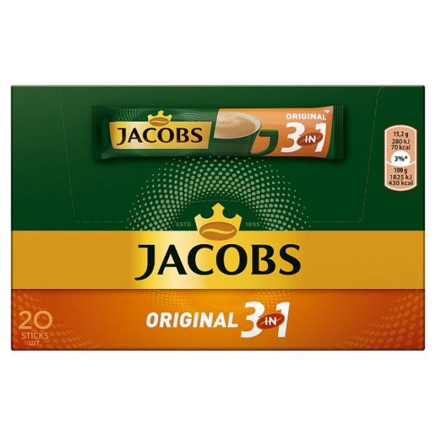 Jacobs Original 3v1 sladená rozpustná zmes 20 x 15,2 g