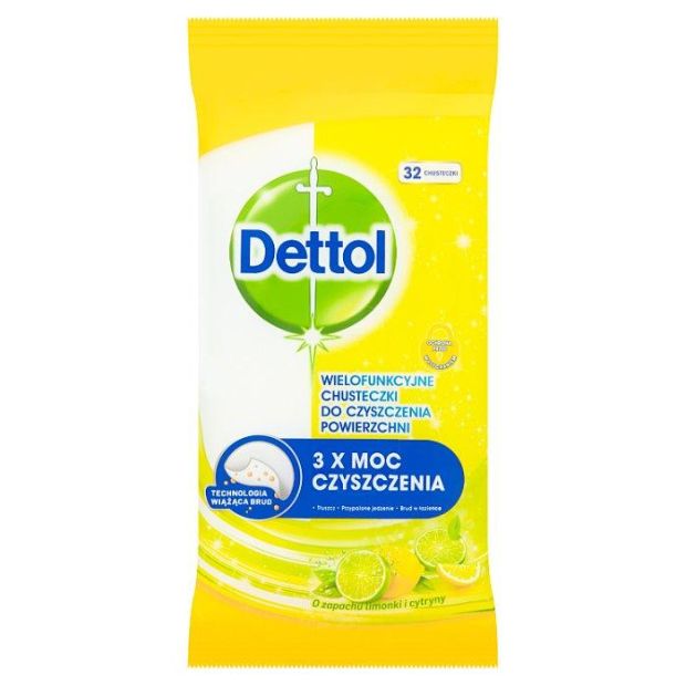 Dettol Power&Fresh antibakteriálne viacúčelové obrúsky citrón a limeta 32ks