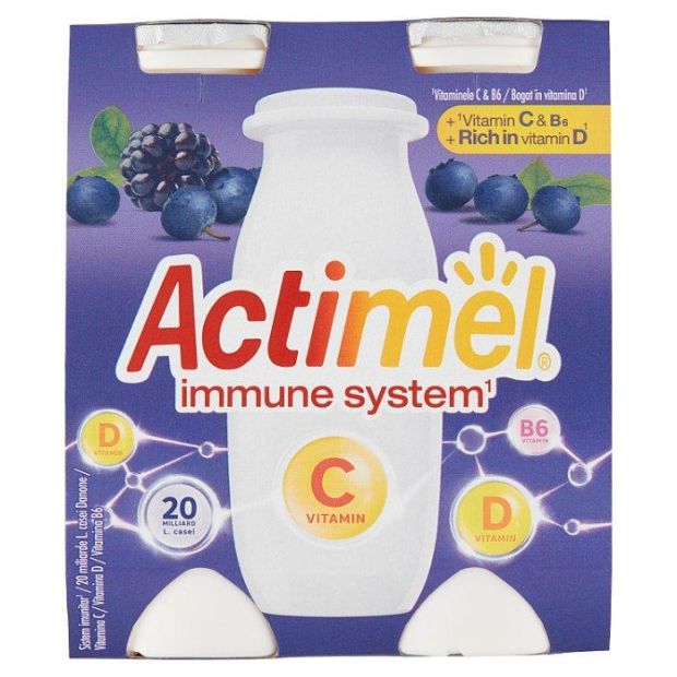 Actimel Jogurtový Nápoj čučoriedka-čierna ríbezľa obohatený vitamín C 4x100g