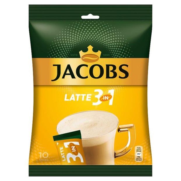 Jacobs Latte 3v1 instantná kávová zmes 10 x 12,5 g