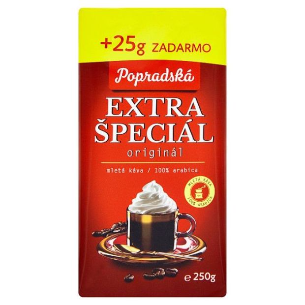 Popradská Extra špeciál pražená mletá káva 250g+25g zadarmo