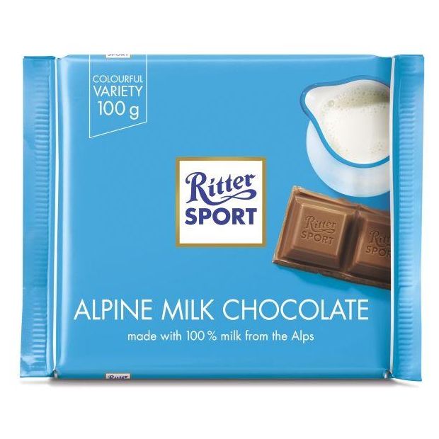 Čokoláda Ritter Sport Mliečna z Alpského Mlieka 100g