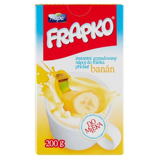 Frape Frapko Instantný granulovaný nápoj v prášku s príchuťou banánovou do mlieka 200g