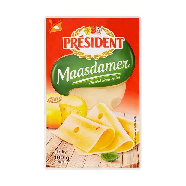 Président Maasdamer plátky chlad. 100g