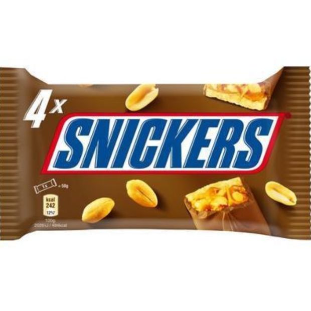 Snickers 4pack čokoládová tyčinka s karamelom, nugátom a praženými arašidmi 4x50g