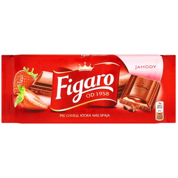 Figaro mliečna čokoláda s jahodovou náplňou 90 g