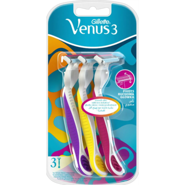 Gillette Simply Venus3 Color jednorázové holiace strojčeky 3ks