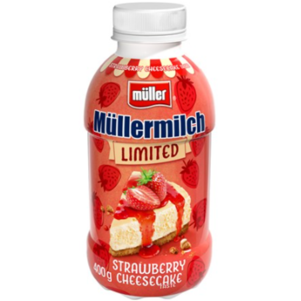 Müller Müllermilch Limited Mliečny nápoj jahodový cheesecake 400g/377ml