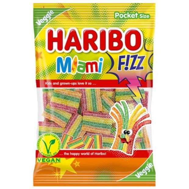 Haribo Miami F!ZZ želé s ovocnými príchuťami 85 g