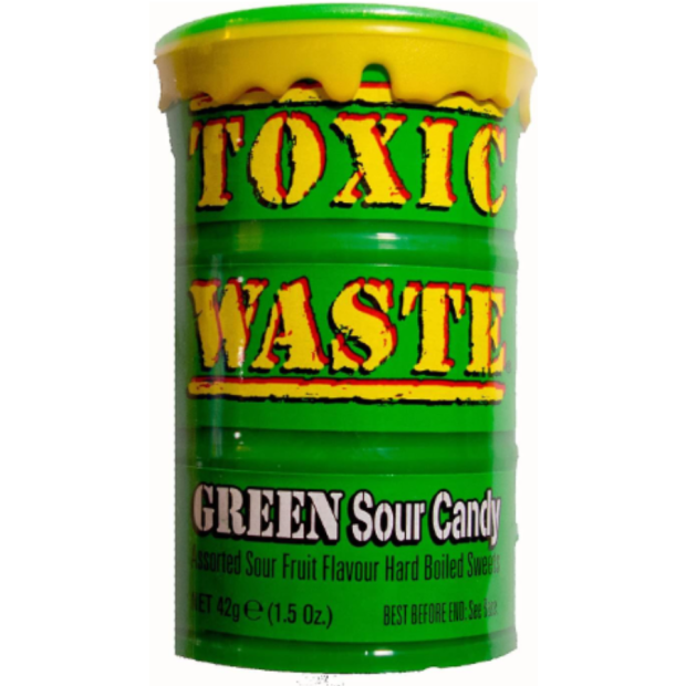 Toxic Waste Kyslé tvrdé cukríky Green Drum 42g