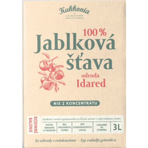 Kukkonia 100% Jablková šťava “Idared” 3l