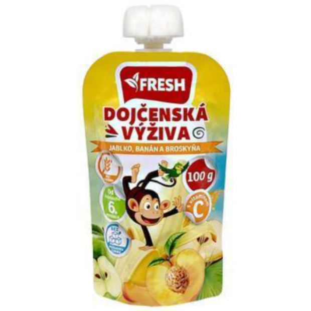 Fresh Dojčenská výživa kapsička bez cukru - jablko banán broskyňa 100g