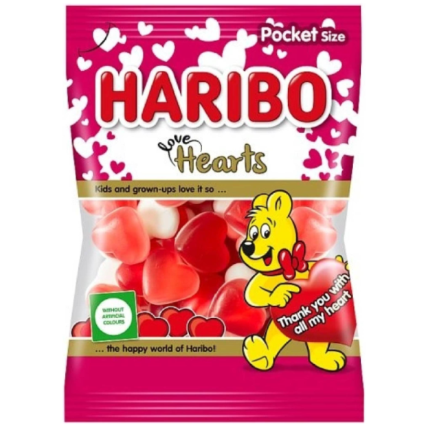 Cukr. Haribo Love Hearts 100g