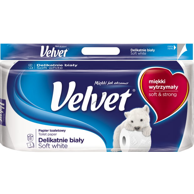 Papier Toaletný Velvet Soft White 8ks 3-vrst.